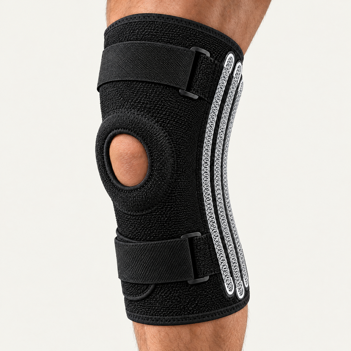 Plus size knee brace fitted on a larger leg