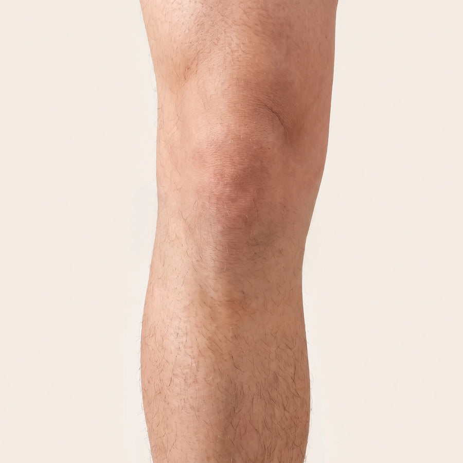 Front of the knee, where the patellar tendon sits below the kneecap